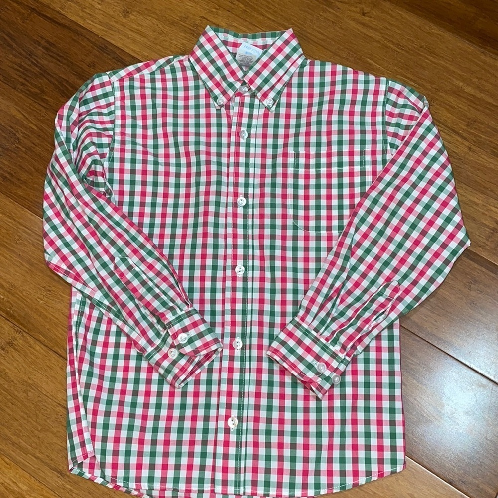 Bella bliss red/green plaid oxford button down shirt size 12 NWOT